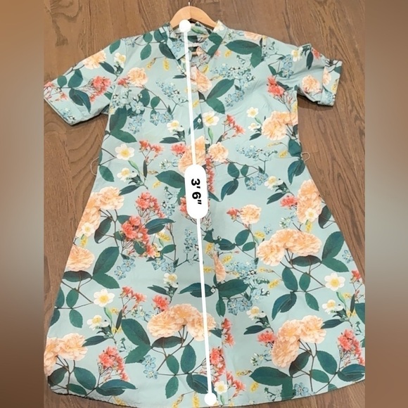 POETRY flower PRINTED DRESS EcoVero™ viscose & linen size 16 coquette boho - Picture 7 of 9